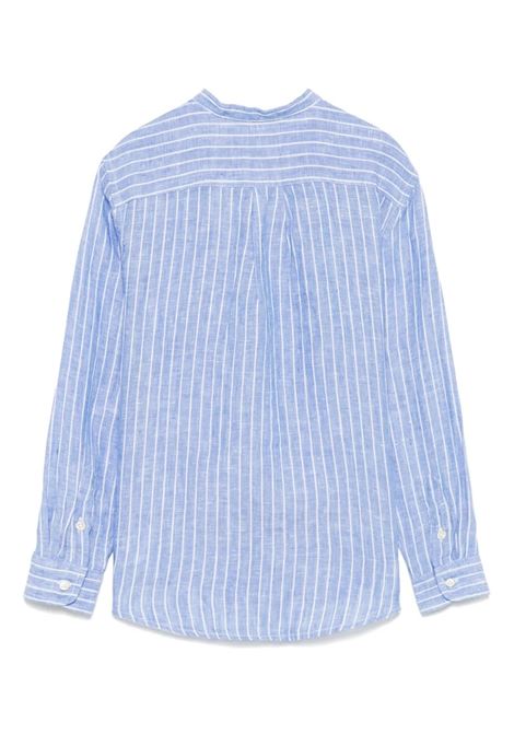 Camicia In Lino a Righe Azzurre Con Pony RALPH LAUREN KIDS | 322-964594001